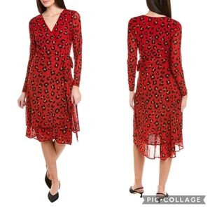 Cabi Siren Red Wrap Leopard Dress- Women's XS NWOT